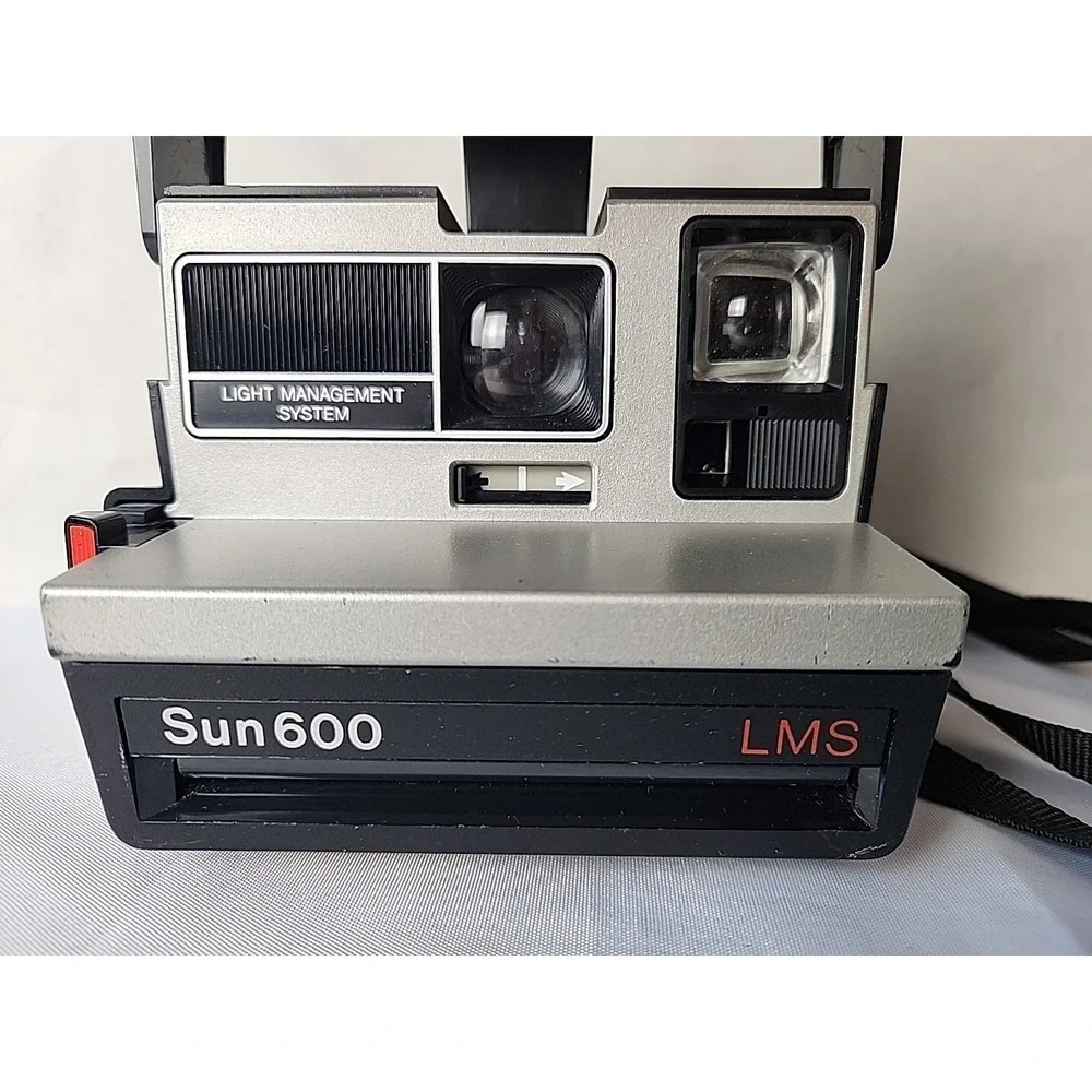 Vintage Polaroid Sun 600 LMS Instant Film Camera with Strap Untested For Parts